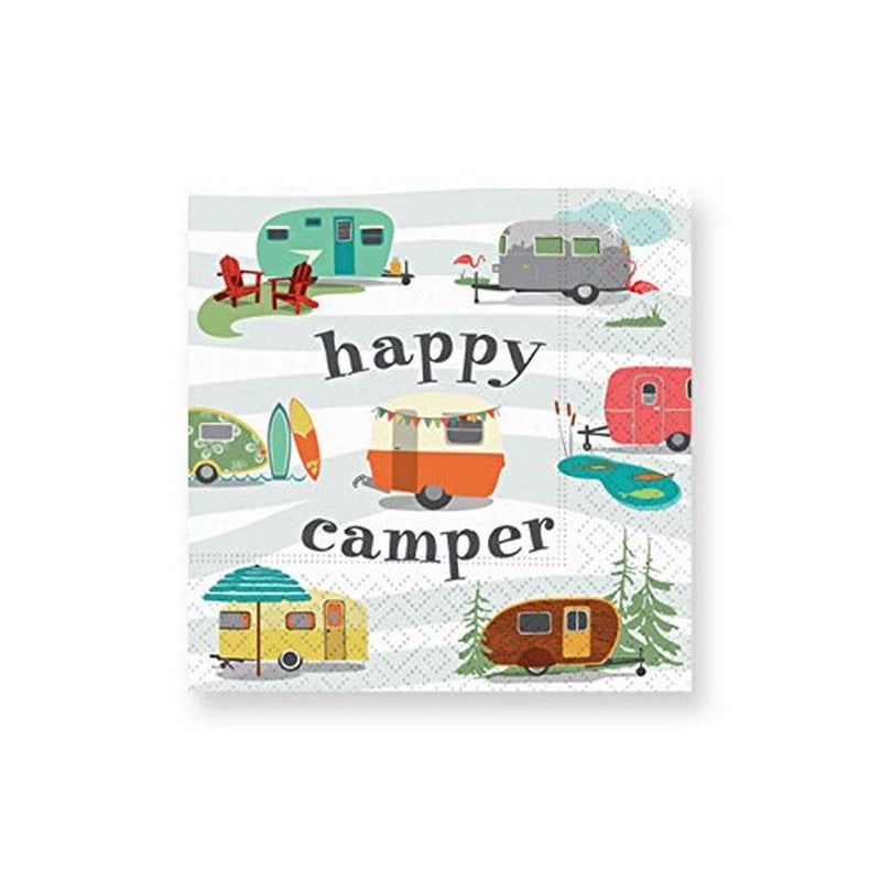 Design Design Happy Camper Cocktail Napkins, Multicolor